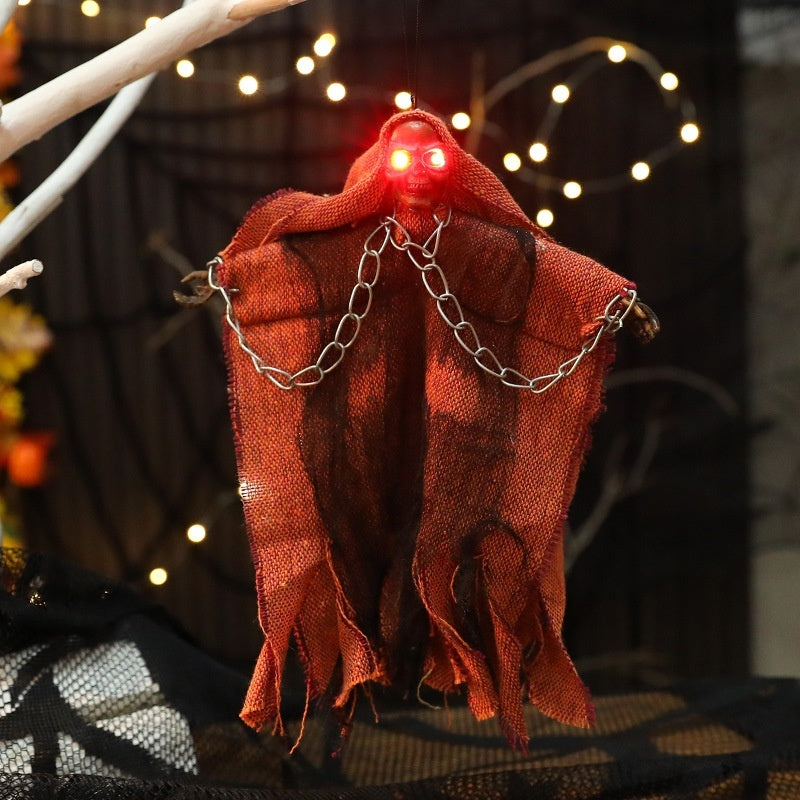 Hanging Ghost Ornaments – Glowing Skull Decor