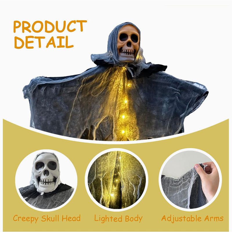 LED Hanging Skull Ghost – Scary Halloween Prop