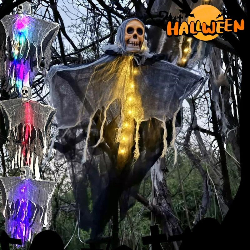 LED Hanging Skull Ghost – Scary Halloween Prop