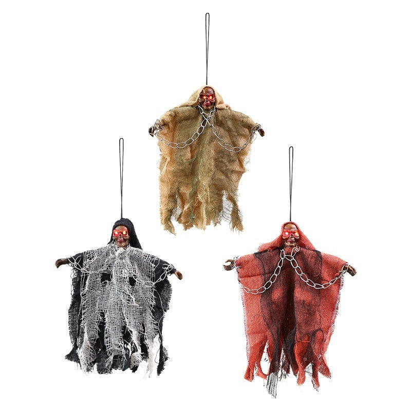 Hanging Ghost Ornaments – Glowing Skull Decor